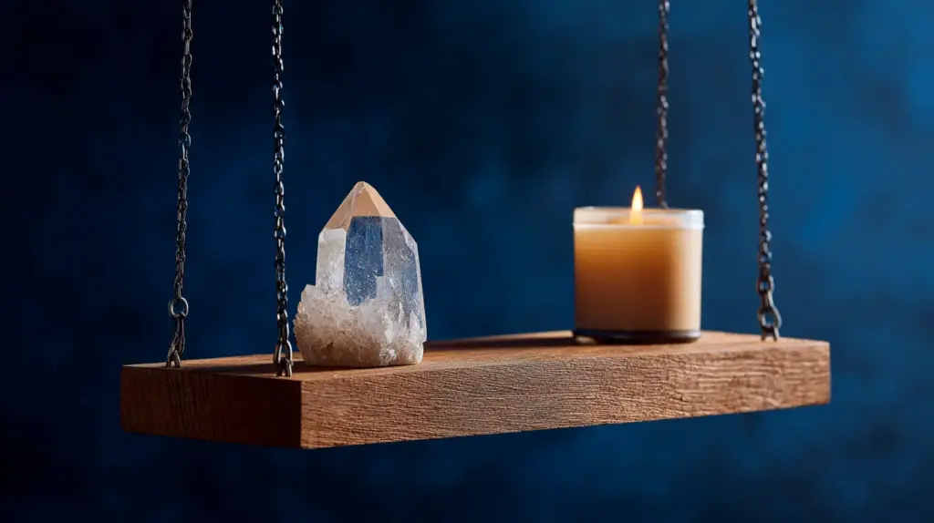 6. Hanging Candle Shelf with Crystals