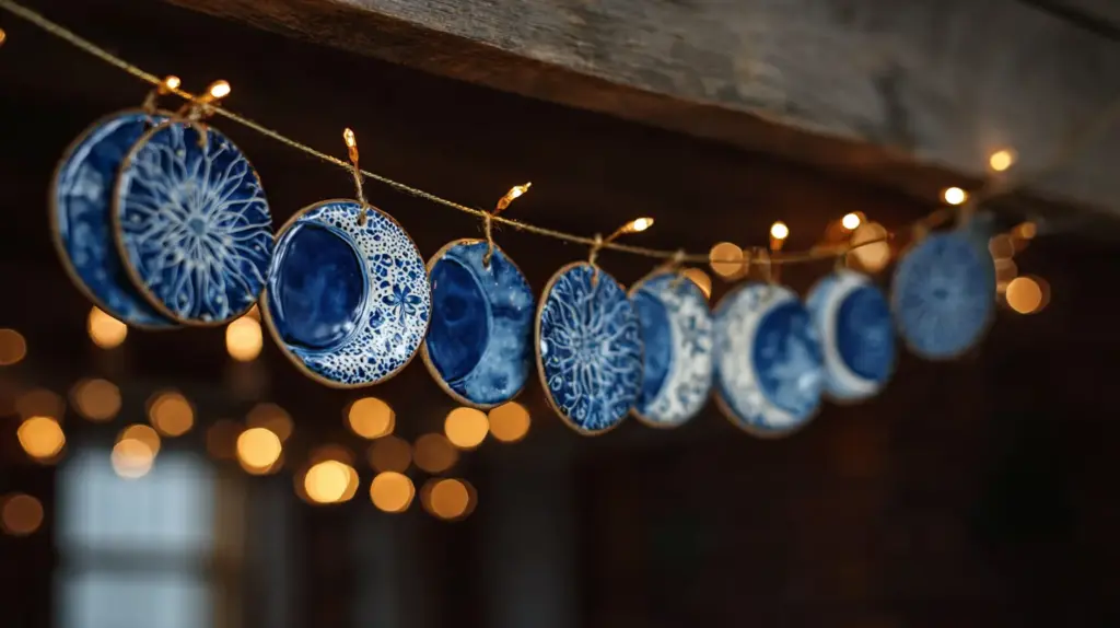 8. Hand-Painted Moon Phase Garland