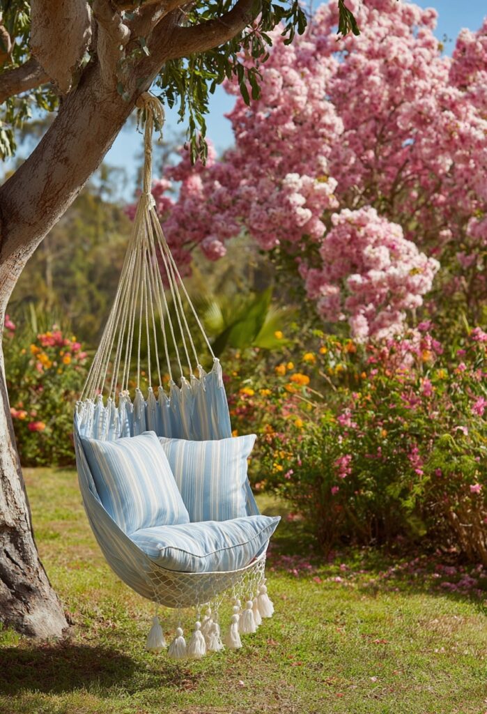 4. Blue Striped Hammock Chair