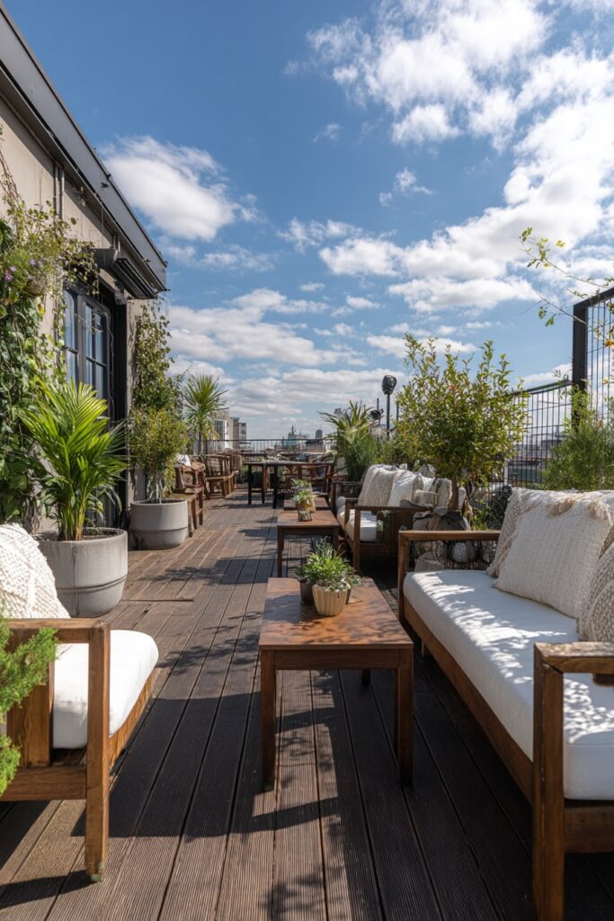 20. City Rooftop Lounge with Black Decking and Natural Accents