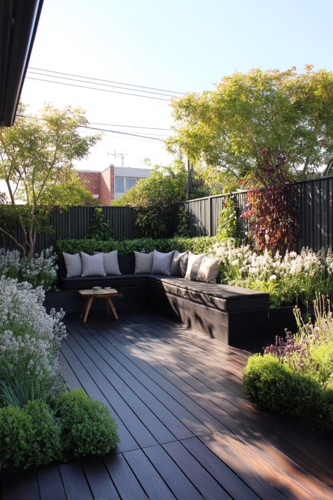 4. Garden Corner with Built-In Black Deck Seating