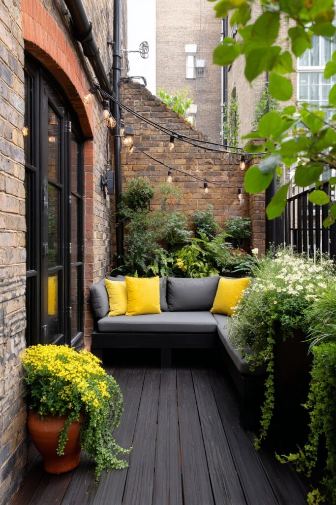 7. Bold Courtyard Deck with Pops of Yellow