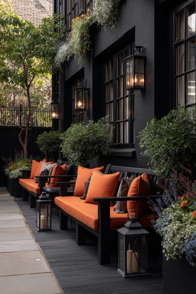 18. Elegant City Courtyard with Moody Black Decking