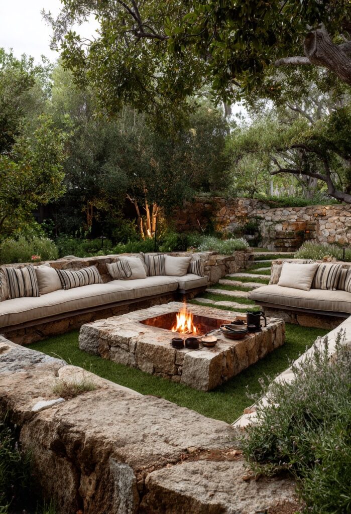 Stone Fire Pit Lounge