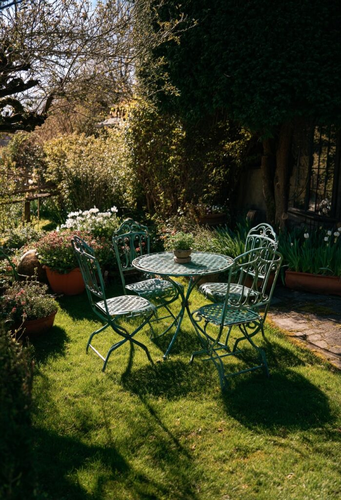 3. Vintage Bistro Set in a Garden Corner