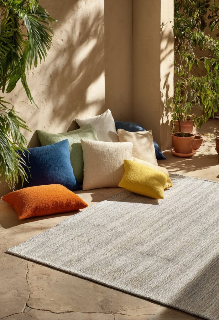 24. Floor Pillow Lounge with Japandi Calm