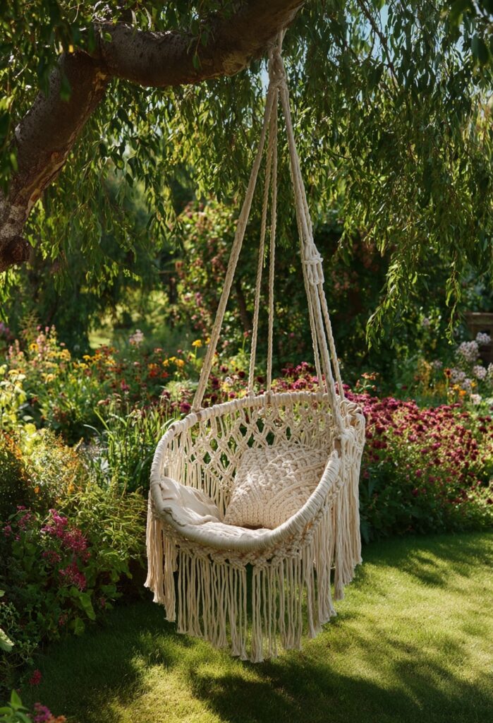 2. Macrame Hanging Chair Hammock