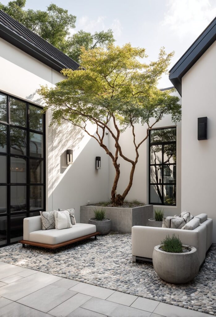 11. Zen Courtyard with Sculptural Maple and Pebble Flooring