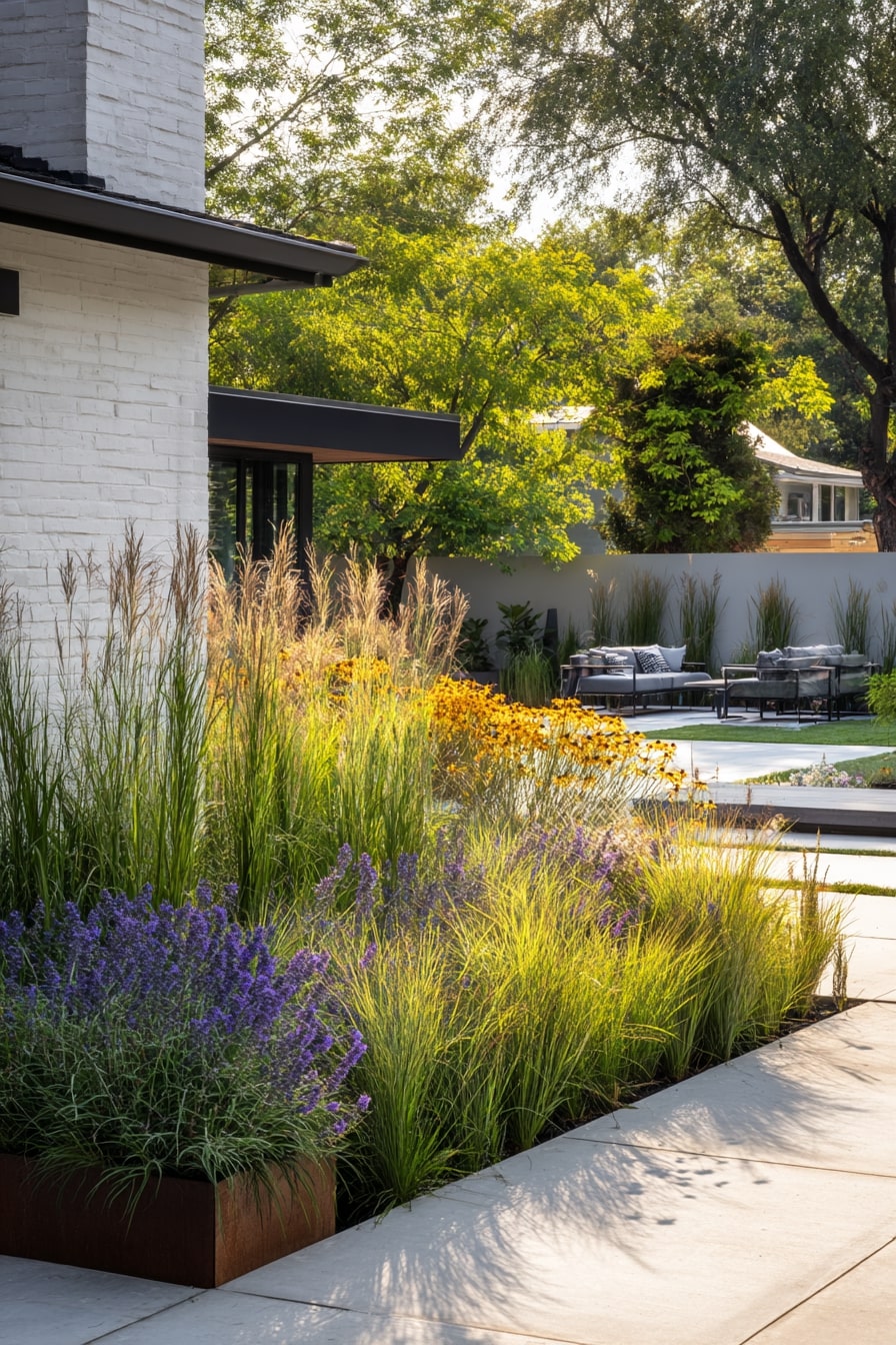8) Modern Rustic Copper-Edged Flower Bed