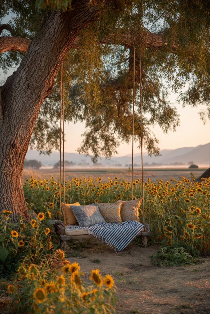 Sunflower Field Daybed Swing