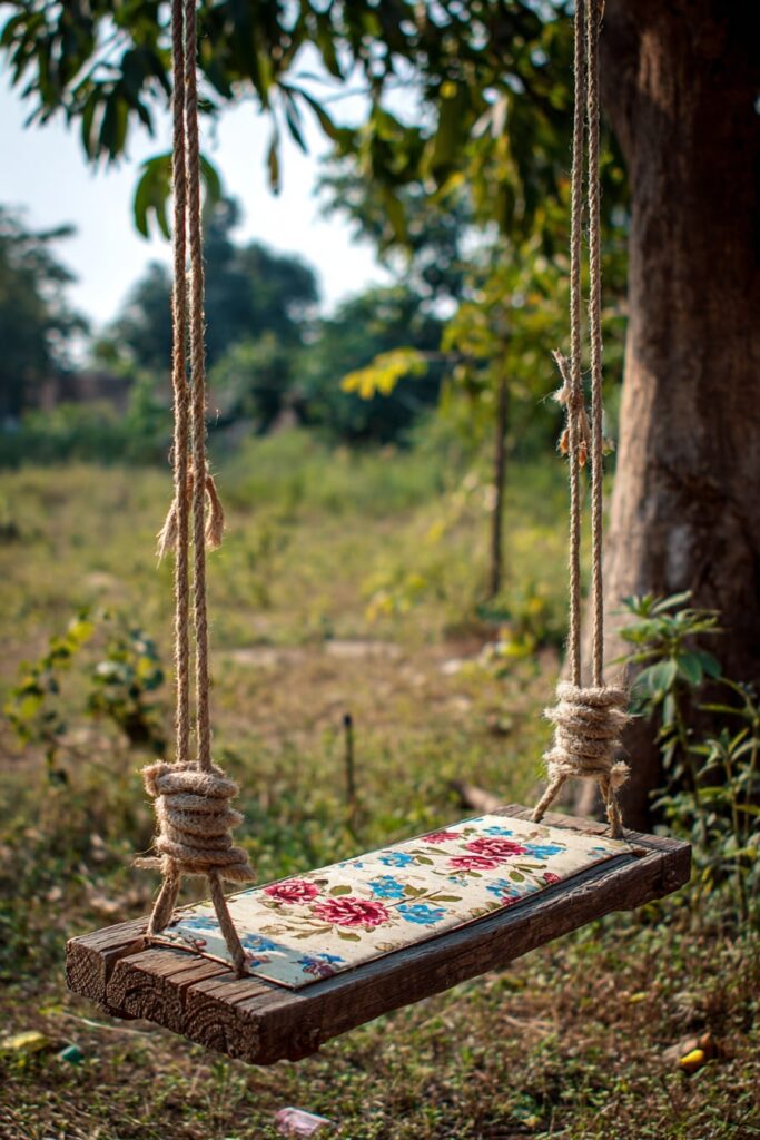Charming Vintage Floral Tree Swing