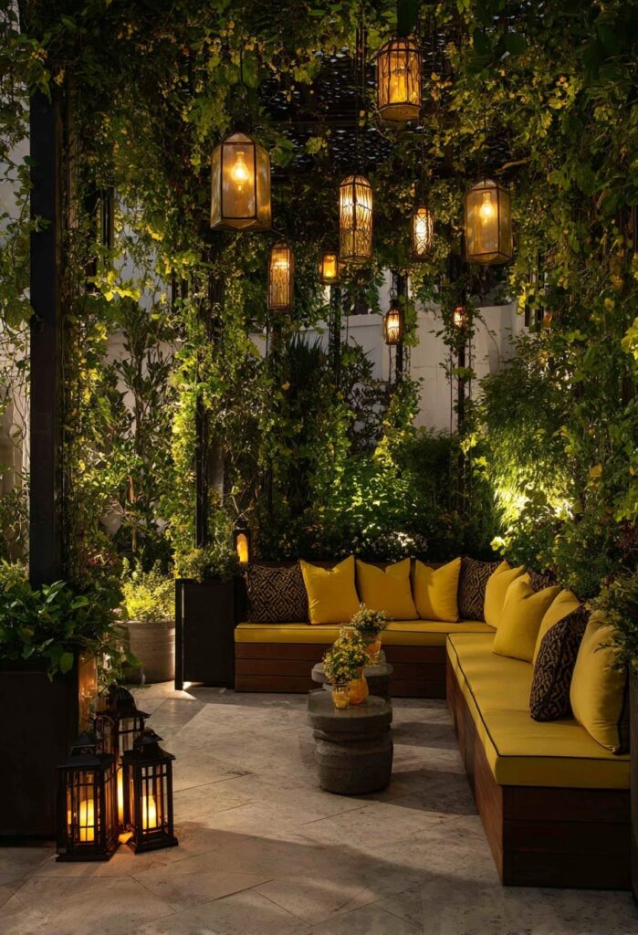 Lantern-Lit Courtyard Lounge