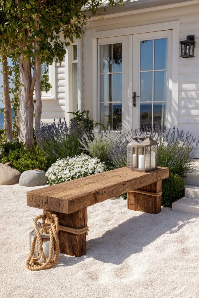 Coastal Garden Bench with Nautical Charm