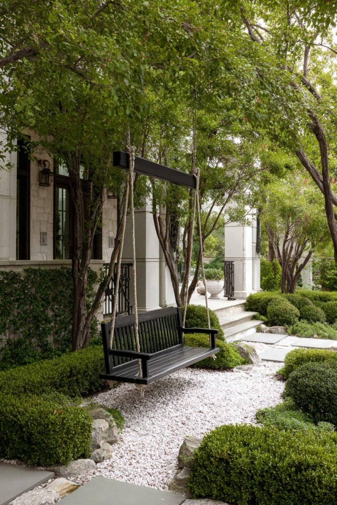 Modern Black Porch Tree Swing