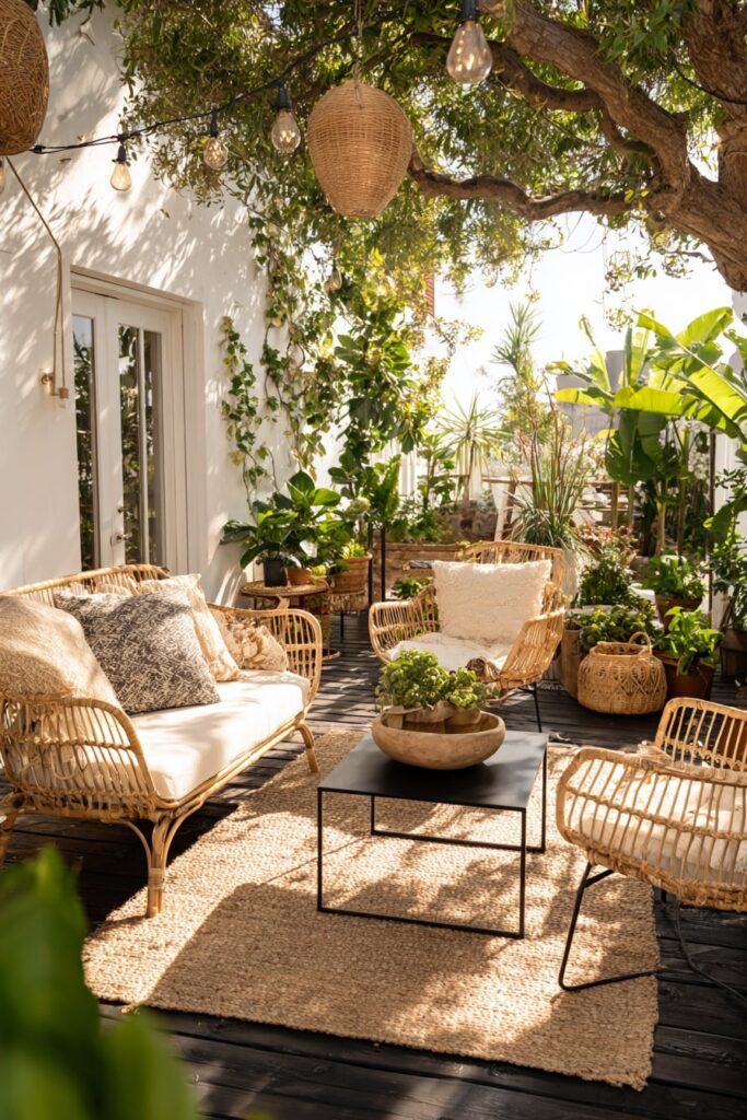 3. Boho Garden Lounge with Black Decking