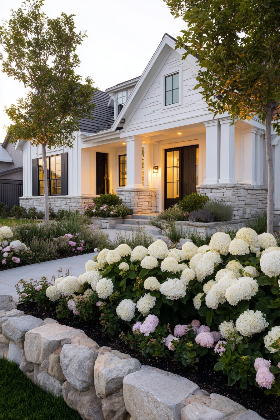 20) Elegant White Peony Flower Bed Edging