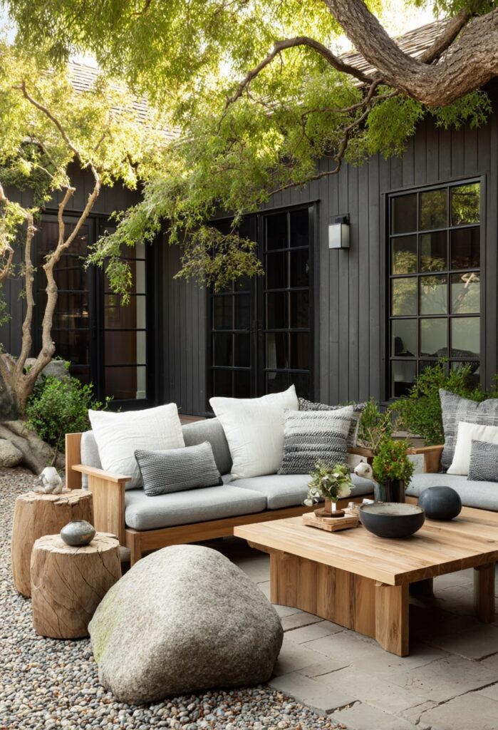 1. Zen-Infused Teak Lounge Under the Trees