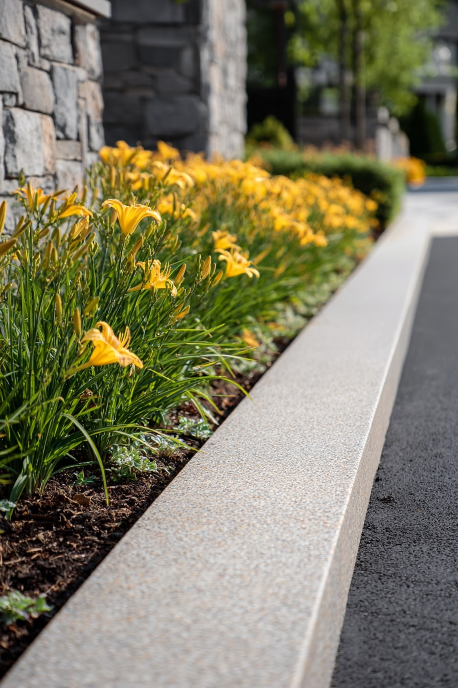 19) Vibrant Yellow Daylilies with Edging