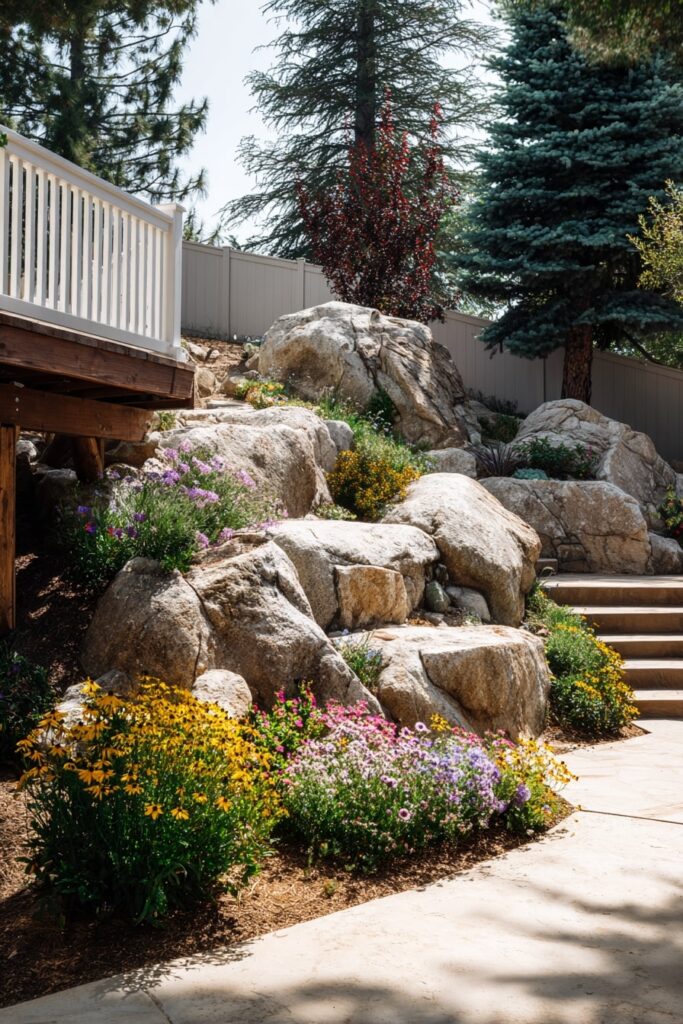 5. Sloped Garden Border with Wildflower Layers