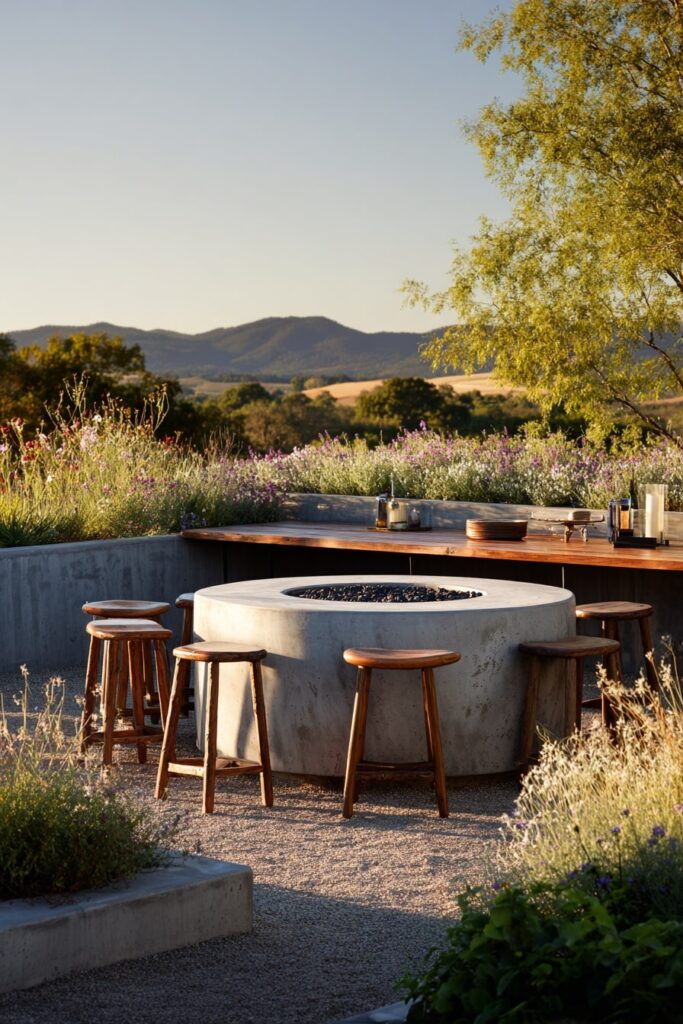 Hilltop Fire Pit Bar with a View