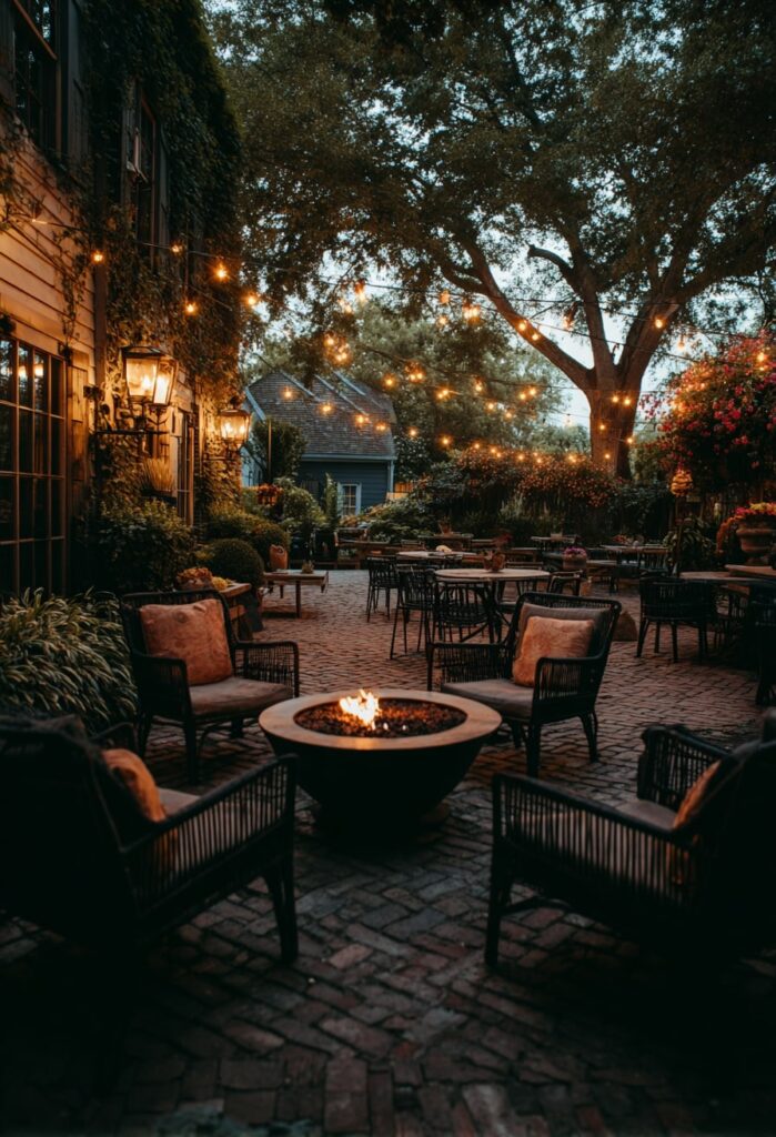 Courtyard Comfort with String Lights
