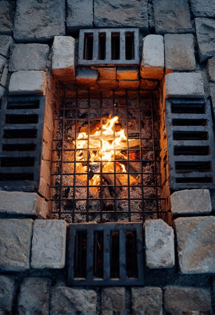 Stone-Framed Grill Pit with Fire Core