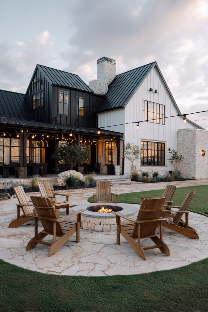 4. Farmhouse Patio with Flagstone and Firelight