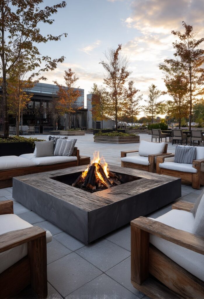 Square Fire Pit with a Rugged Edge