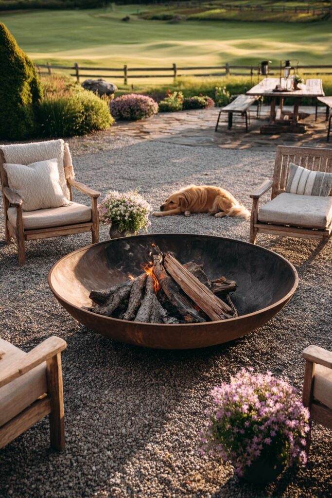 Oversized Bowl Fire Pit with Country Views