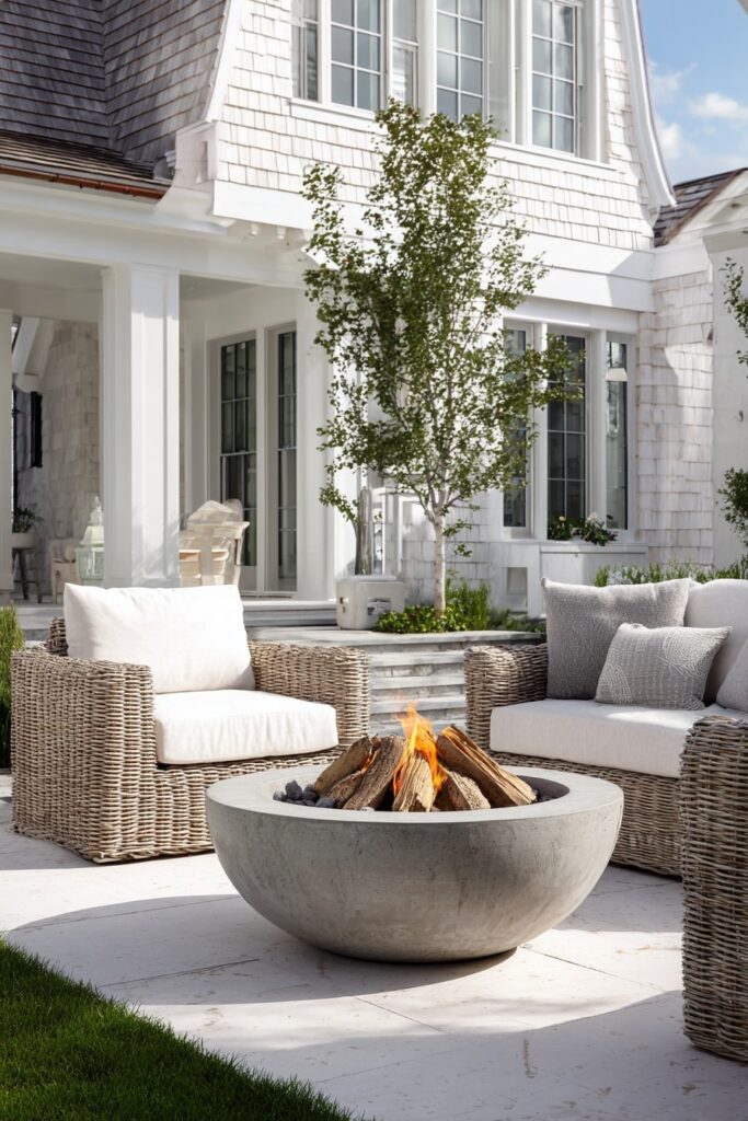 Coastal Cottage Fire Pit with Woven Seating