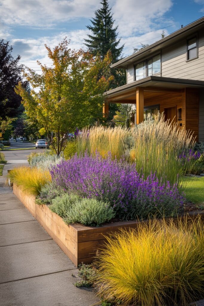 14. Oversized Wooden Border with Bark and Native Grasses