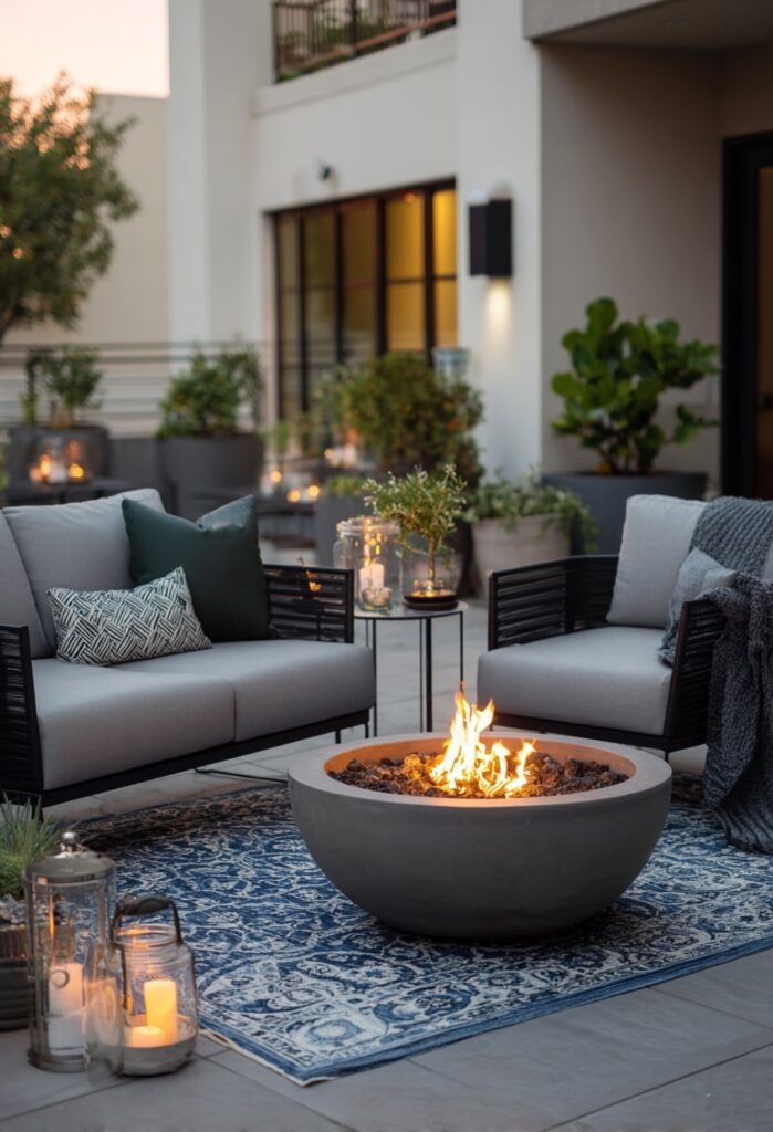 20. Round Patio Fire Bowl with Soft Urban Style