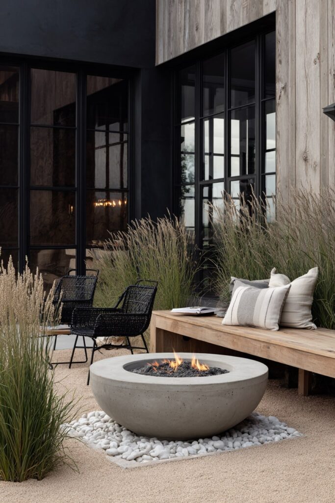 15. Soft Gravel Lounge with Round Concrete Fire Pit