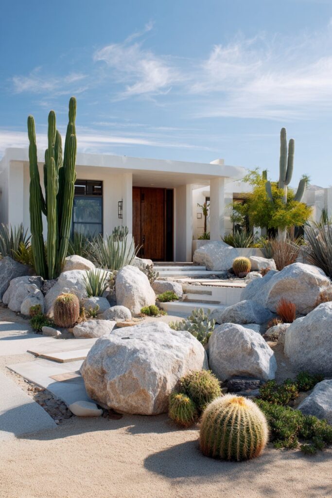 Dry Creek Rock Border for Front Yard Appeal
