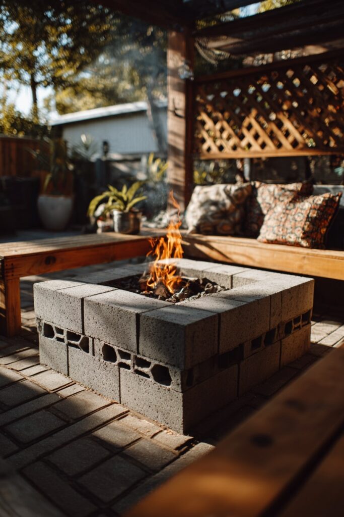 Cozy Natural Wood Fire Pit Seating