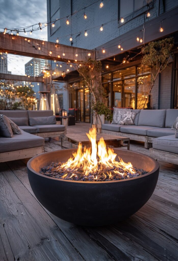 2. Round Fire Bowl for Rooftop Lounging