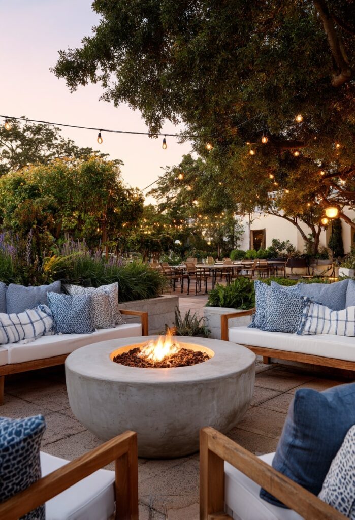 15. Garden Lounge Fire Pit with Modern Seating