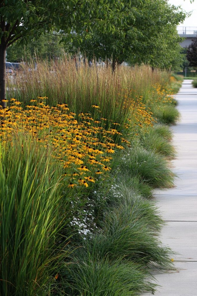 Sunny Sidewalk Grass Border