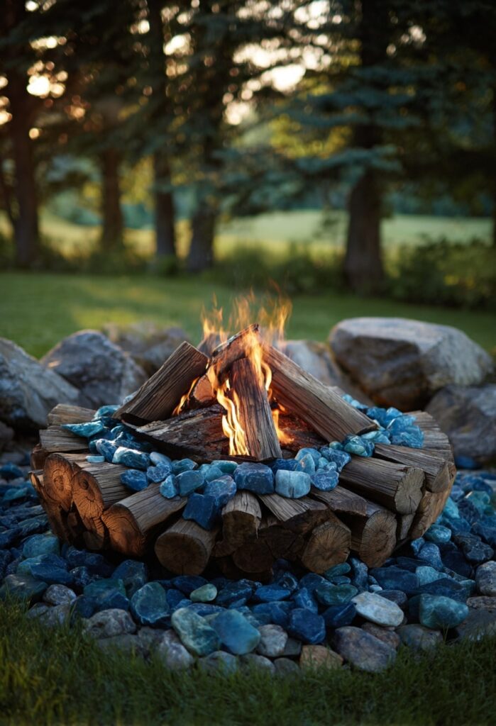 2. Log and Stone Ring Fire Pit