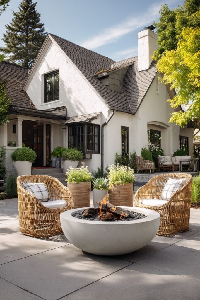 Round Concrete Fire Pit with Cottage Charm