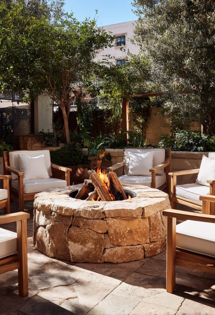 6. Garden Retreat with Stone Fire Pit