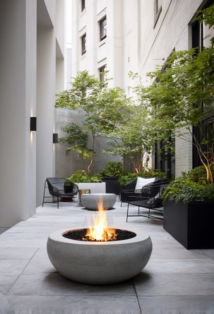 6. Concrete Fire Pit in a City Courtyard
