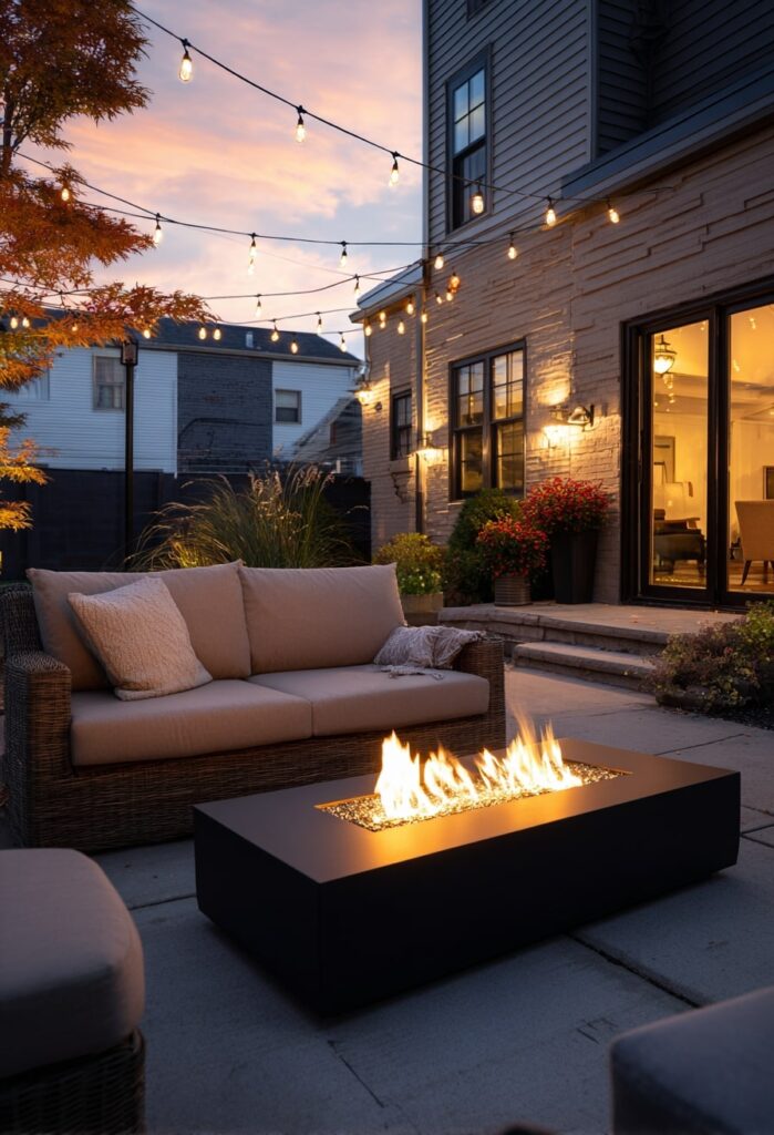 7. Rectangular Fire Table for Narrow Patios