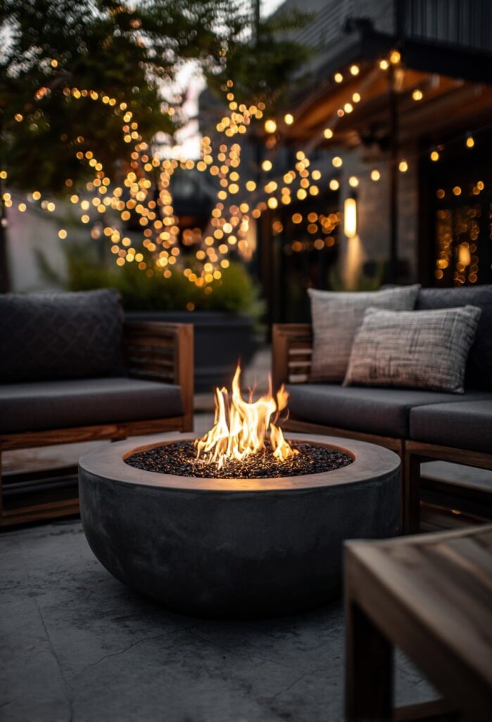 13. Minimalist Round Fire Pit for Urban Patios