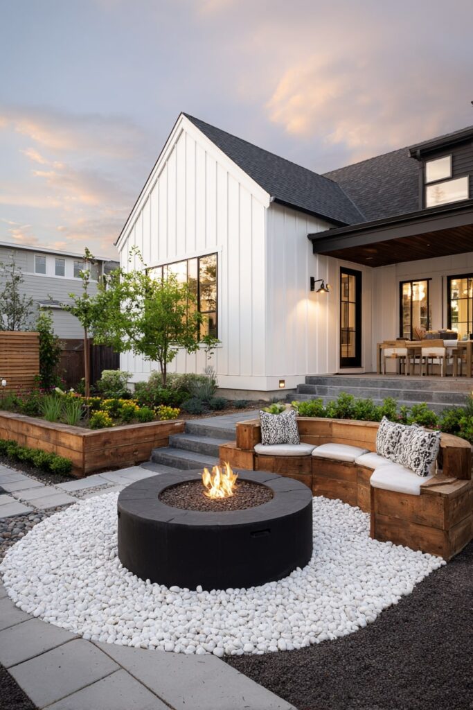 Modern Seating Area With Cozy Fire Pit