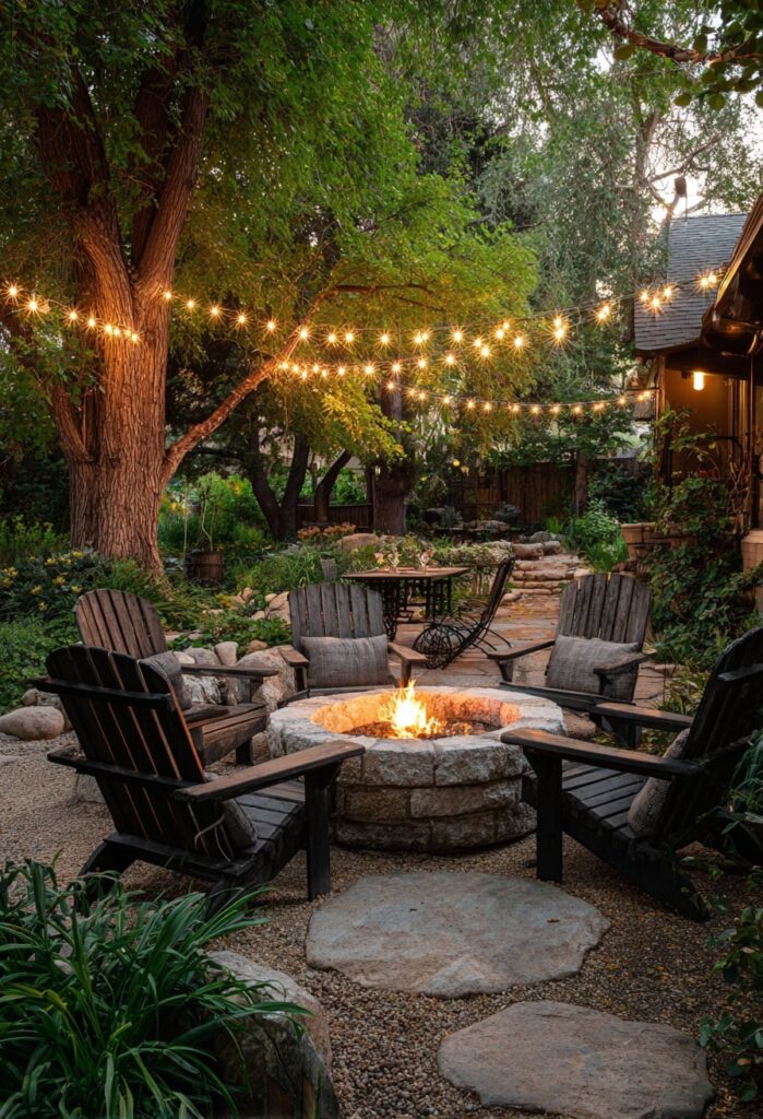 3. Rustic Stone Fire Pit in a Woodland Nook