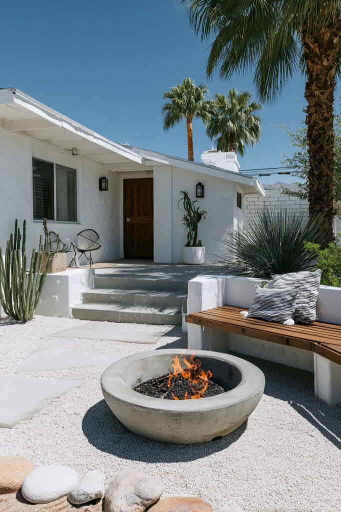 6. Desert Vibes Fire Pit with Mid-Century Flair
