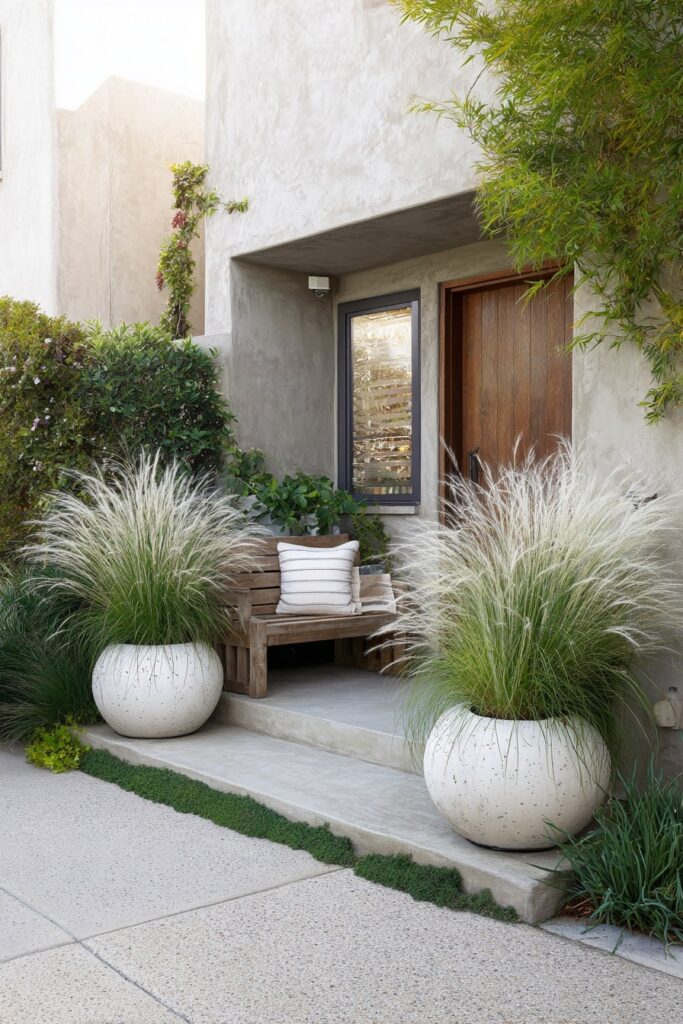 Welcoming Patio Entry with Ornamental Grasses