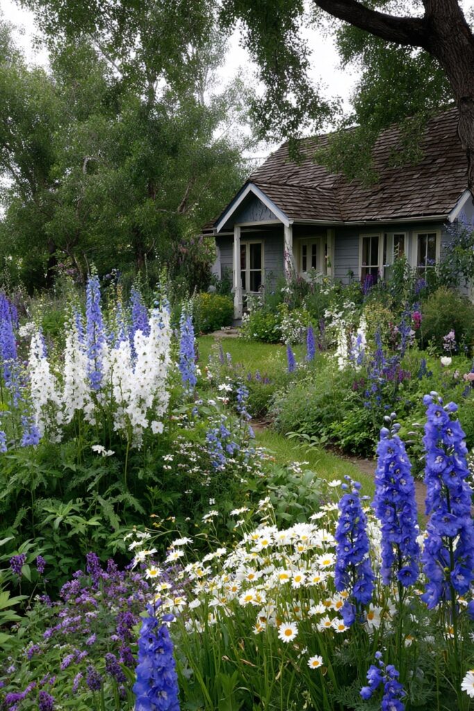 11. Free-Form Bark Border in a Cottage Garden