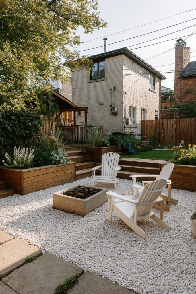 7. Urban Backyard Fire Pit with Laid-Back Style